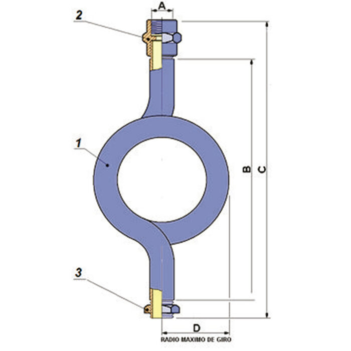 Elevation Straight_siphon_pipe_in_stainless_steel_Cod.M78.04_without_connection_fittings.