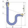 Stainless steel siphon pipe type "U" Cod. M79.04 with connection fittings.