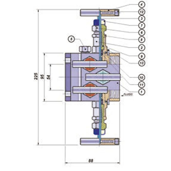 Manifold_5_Angle_valves_in_Angle_2_ways_Direct_Female_Flange_Connection_flange_side_drain_Code_V114
